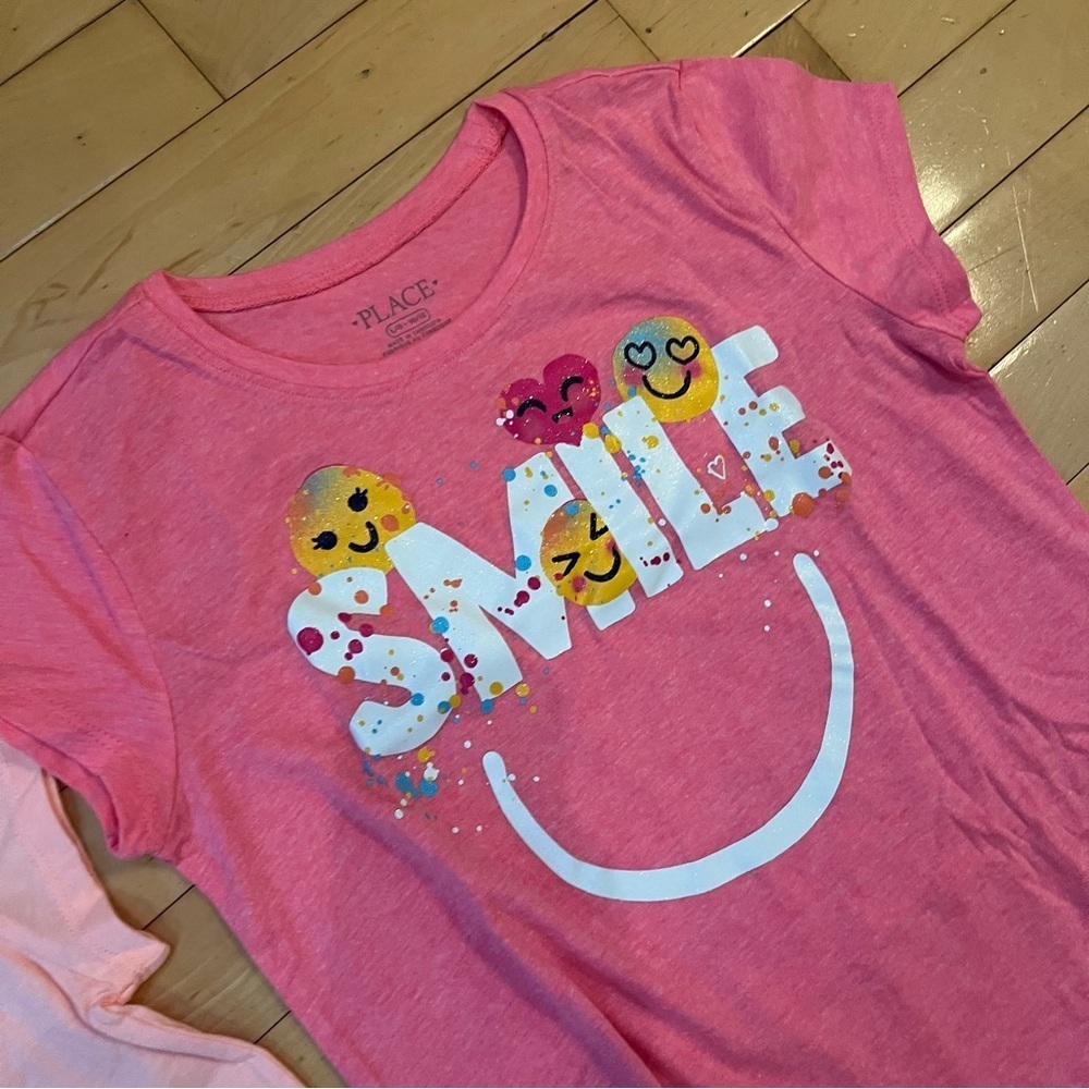 Lot of 3 The Children's Place Girls Graphic Tees NWT, Size L 10/12 Kind Smile - Picture 4 of 5